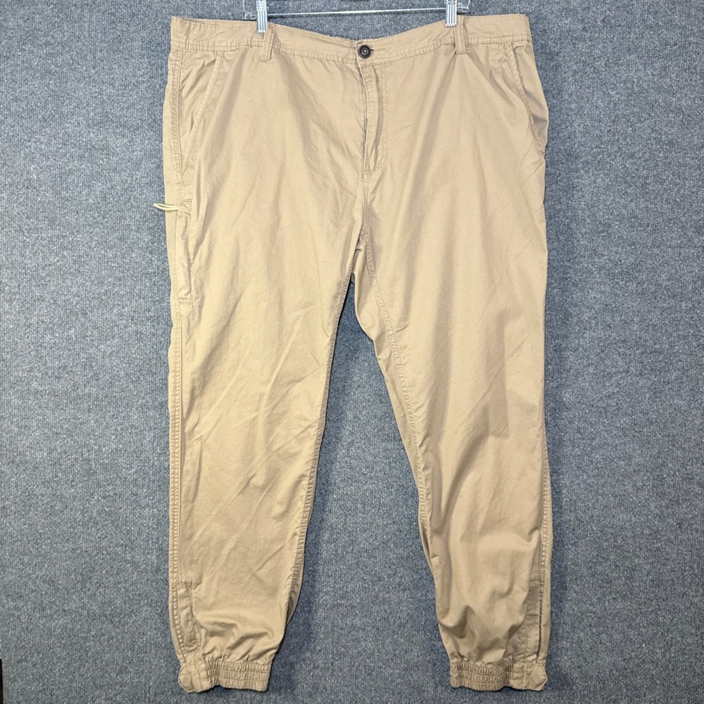 PJ MARK Pants Mens W44 L32 Slim Fit Cargo Jogger Ankle Zip Khaki